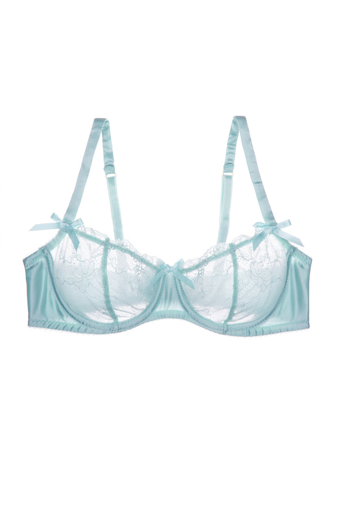 Rosetti Gardens blue silk and lace Balcony bra by Lucile workingirls lingerie