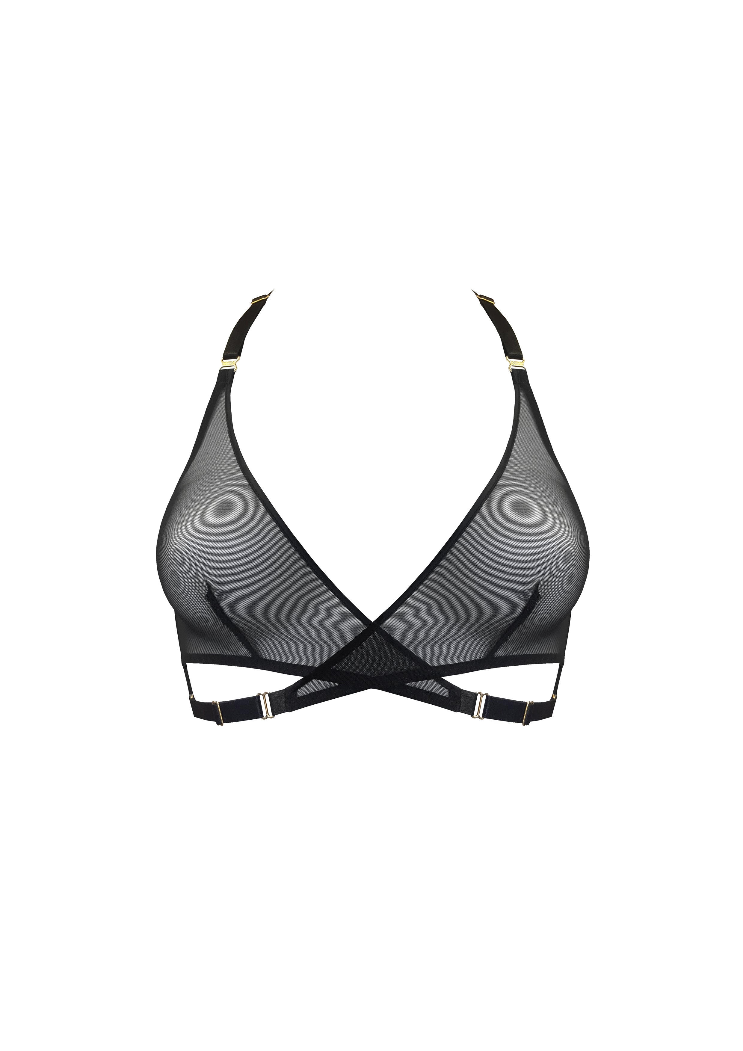 Art Deco Mesh Black Wrap Bra by Bordelle - Workingirls Lingerie