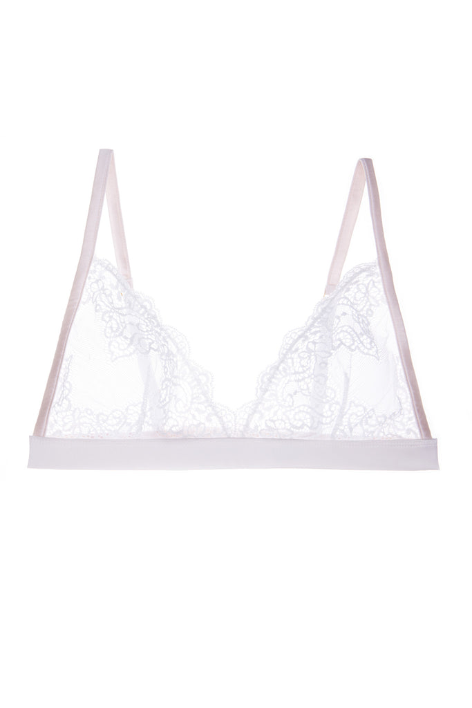 Mr Whippy soft cup white silk and lace bra by Mimi Holliday workingirls lingerie