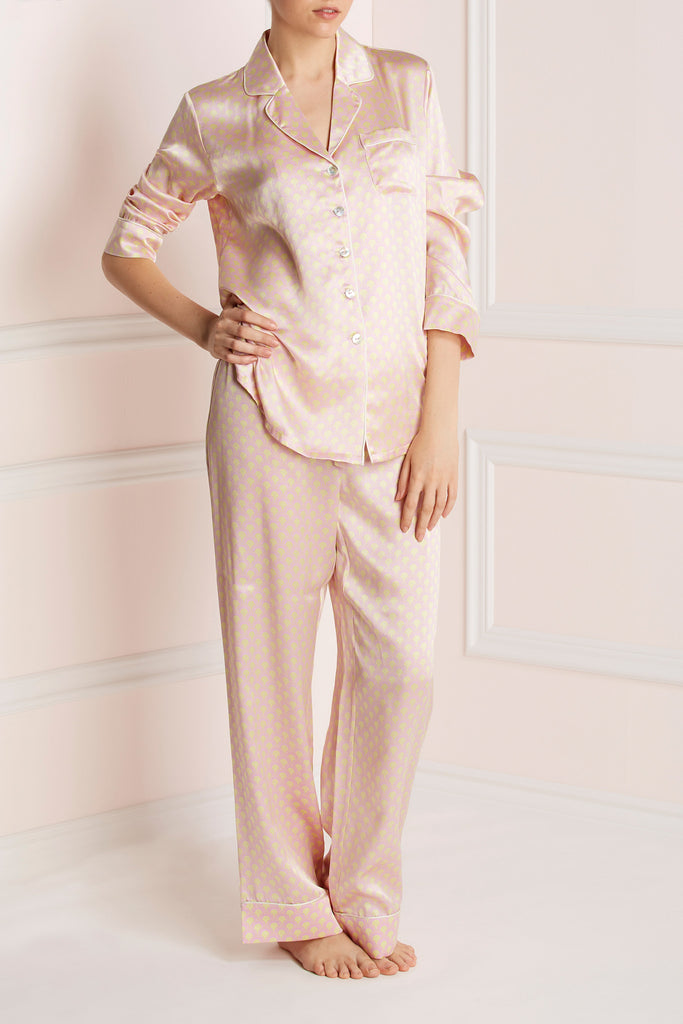 Lila Rosie pyjama by Olivia Von Halle pink silk satin workingirls lingerie