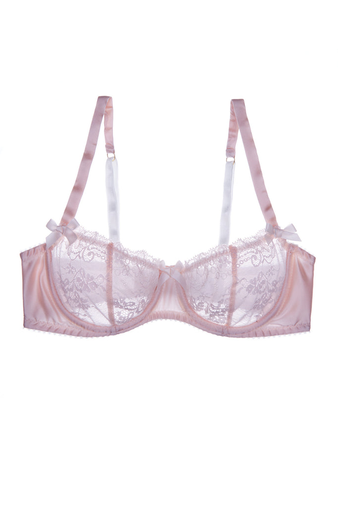 Tea Rose silk and lace balcony bra by Lucile workingirls lingerie