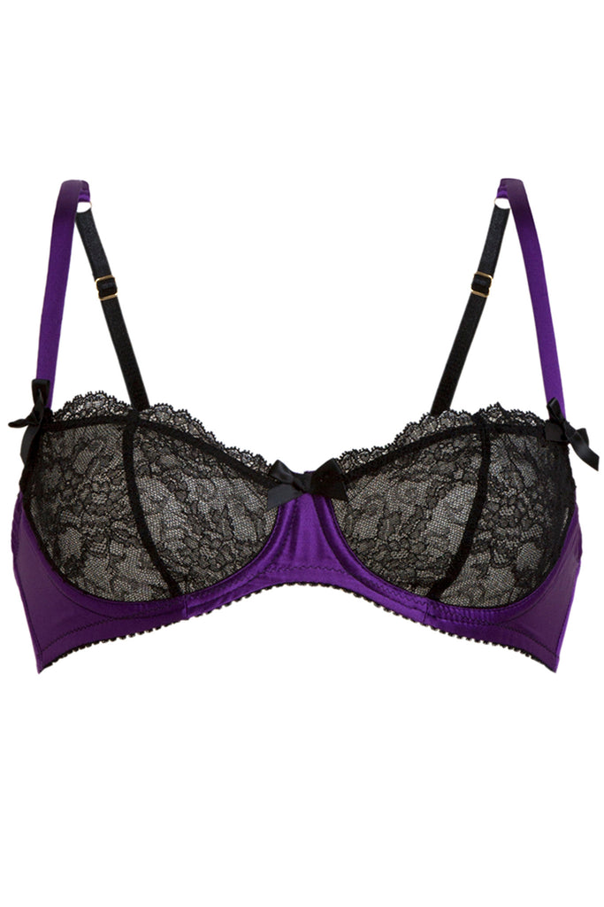 Love While You May silks satin purple balcony bra by Lucile workingirls lingerie