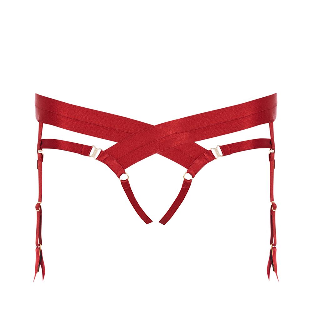 Bordelle Bondage Harness Brief Burnt Red