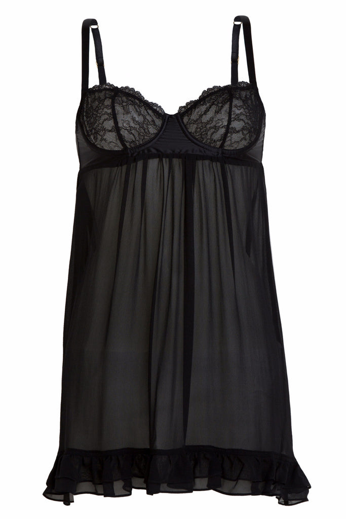 Lucile Black silk babydoll workingirls lingerie