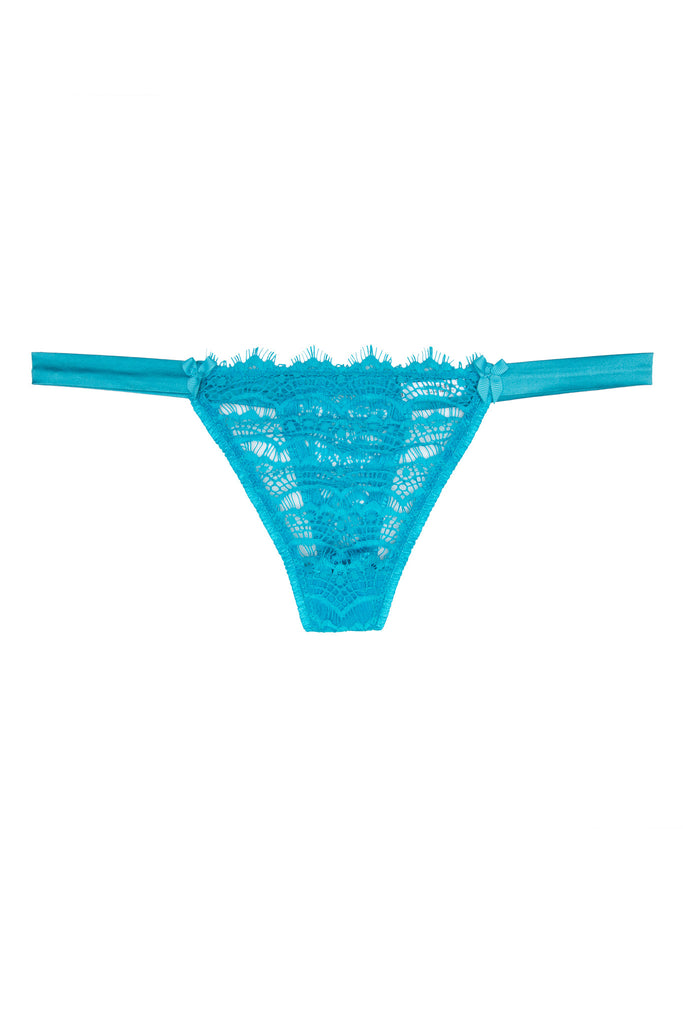 Mimi Holliday Gooseberry Blue silk and lace thong workingirls lingerie