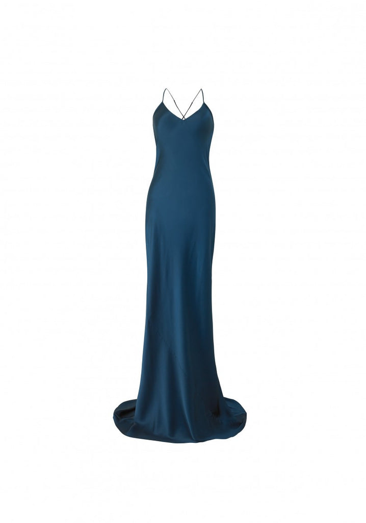 Olivia Von Halle Perminova Teal Full Length Silk Gown